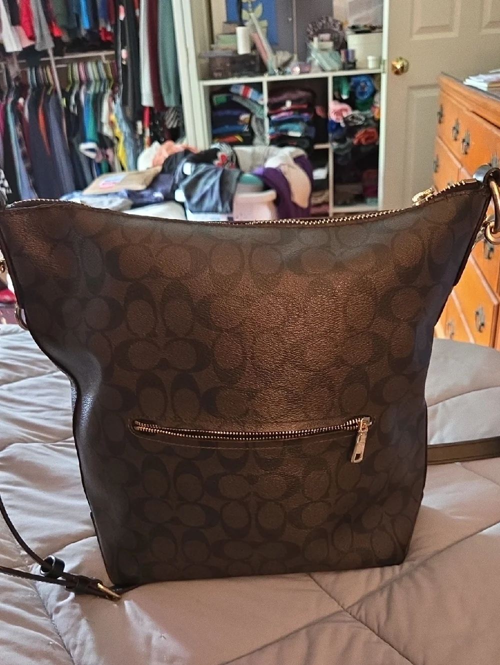 Coach Val Duffle in Signature Canvas with Brown Leather - Picture 3 of 9